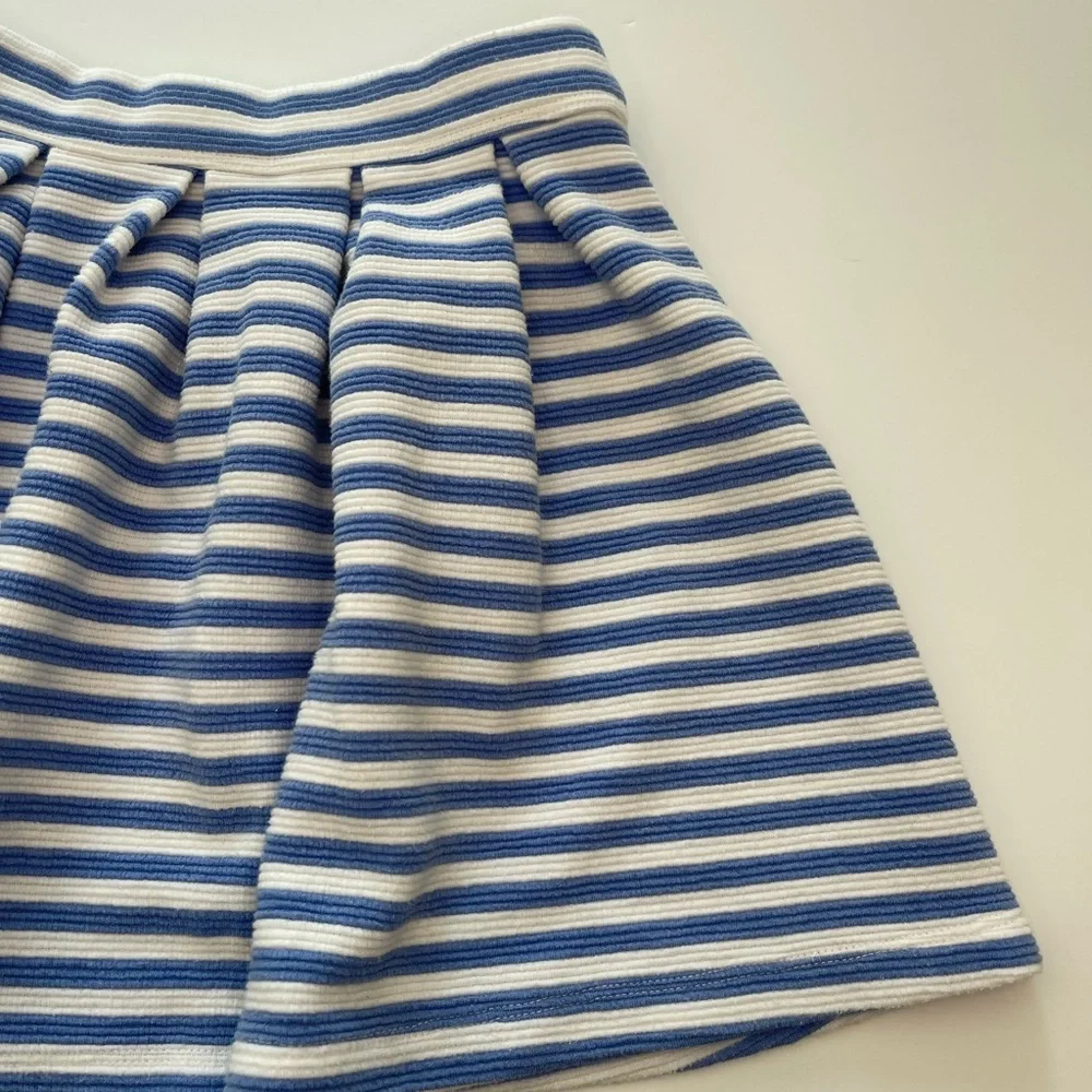 Gymboree Circle Skirt Pleated Ribbed Periwinkle & White Striped Girls Size 8